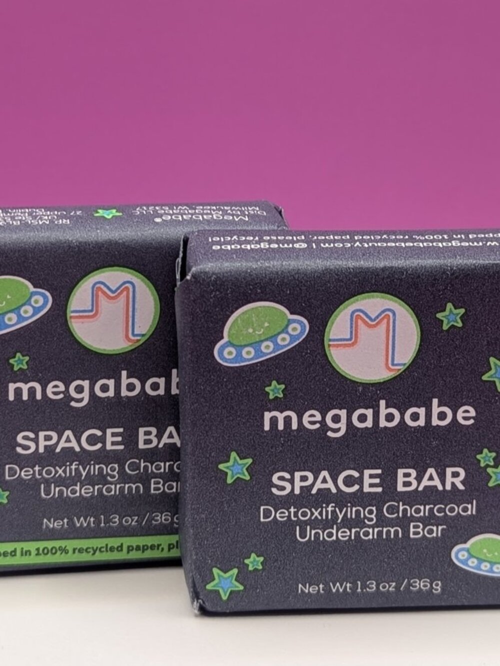 Megababe 2x Space Detoxifying Charcoal Underarm Bar 1.3oz NIP/Sealed